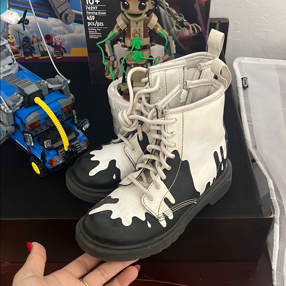 Black and White Combat Boots